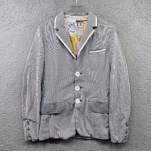 Trovata Blazer Jacket Womens Small Navy Blue White Striped